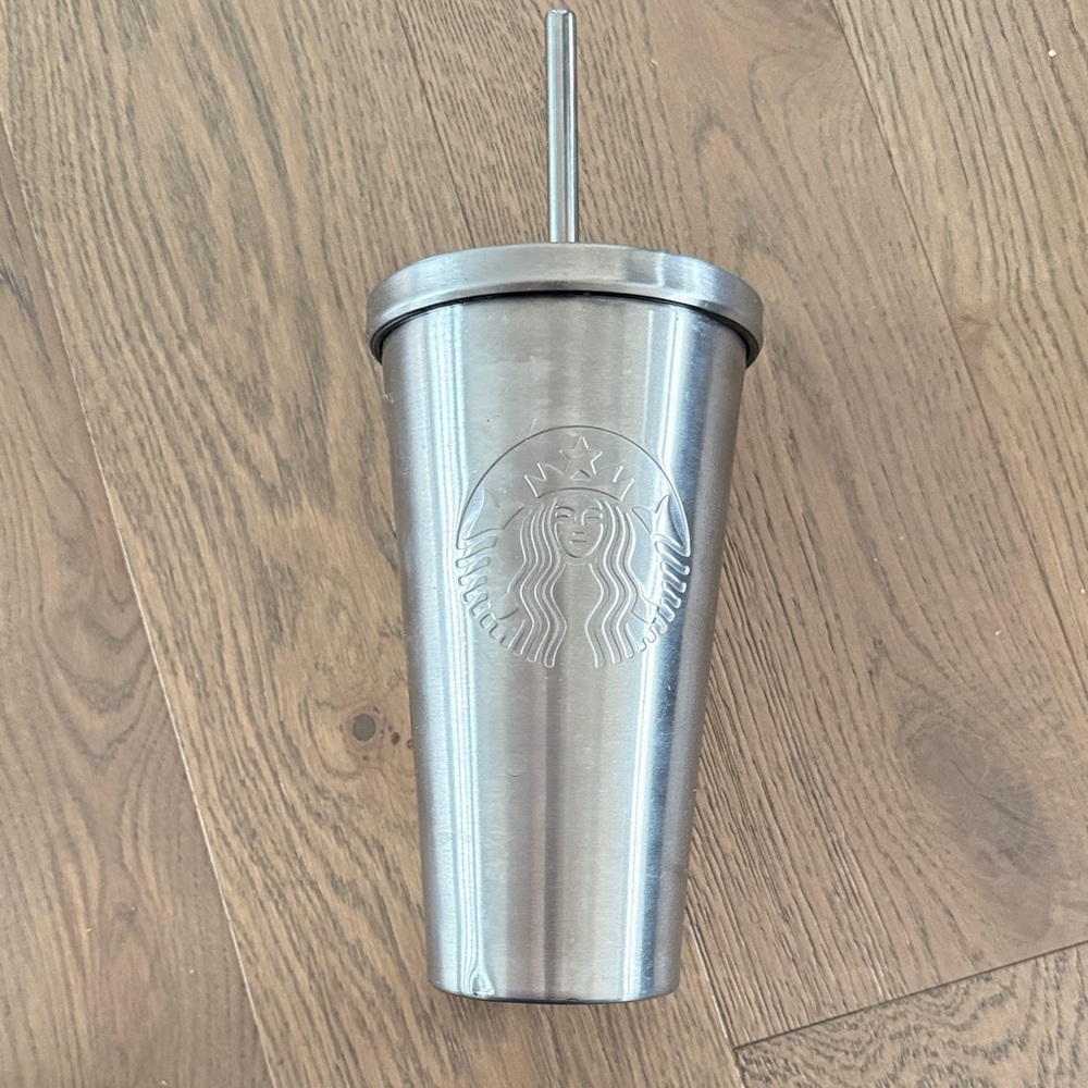 Starbucks Silver Stainless Steel Tumbler with Straw